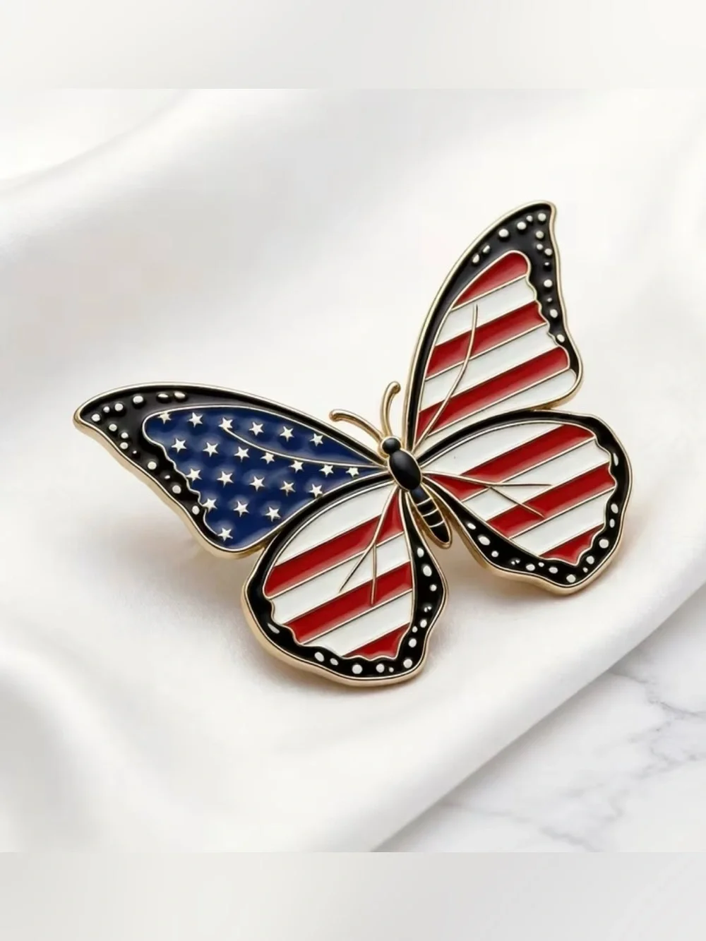 American Flag Brooch Butterfly shaped Independence Day Patriotic Stars Stripes